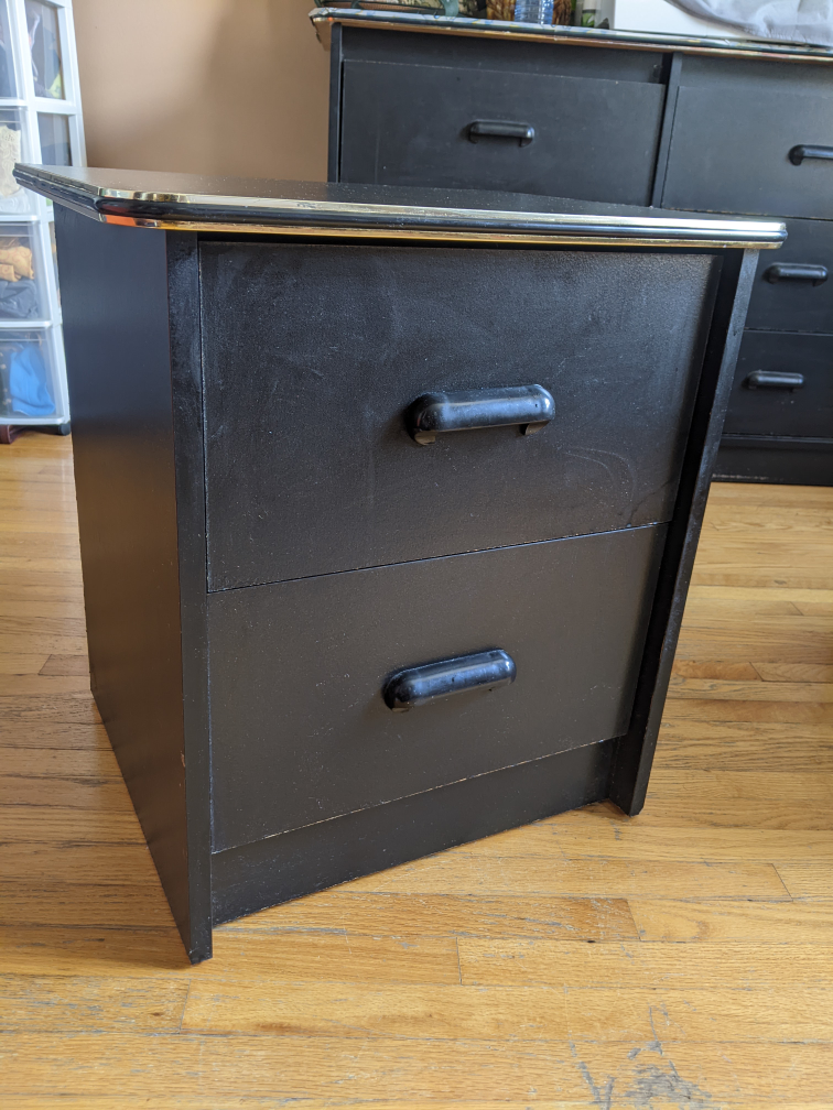 Black 2 Drawer Side Table With Gold Rim image indicator(2)
