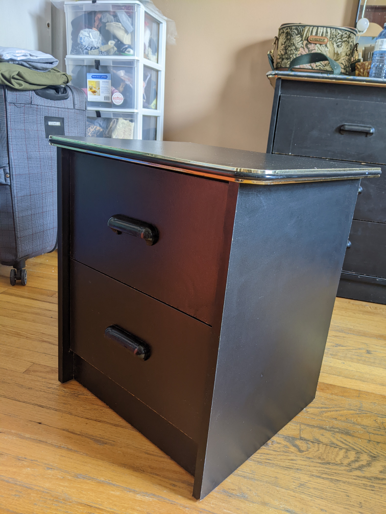 Black 2 Drawer Side Table With Gold Rim image indicator(3)