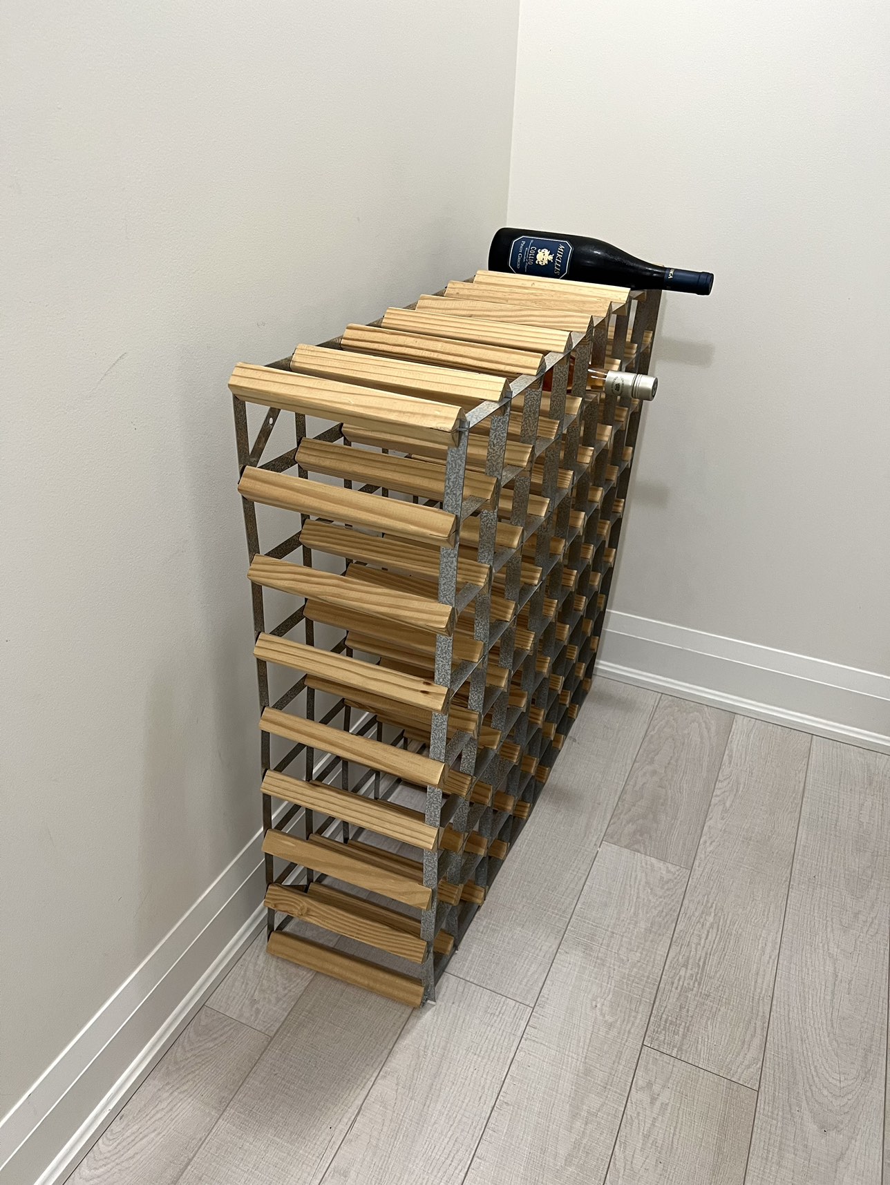 Metal and wood wine rack