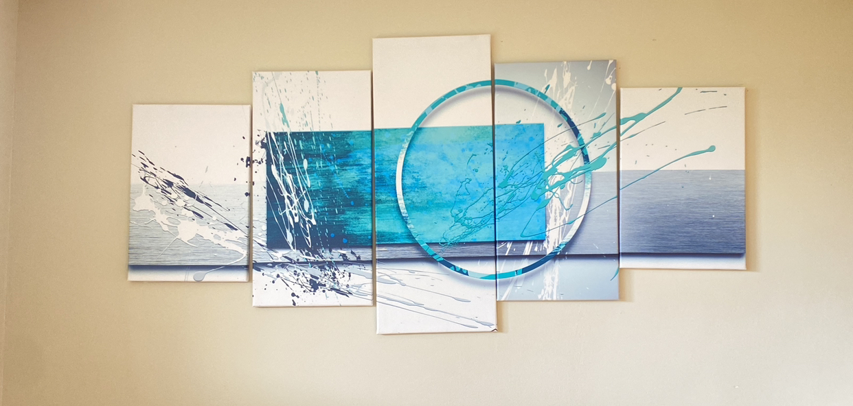 Turquoise Expression Framed Abstract Painting