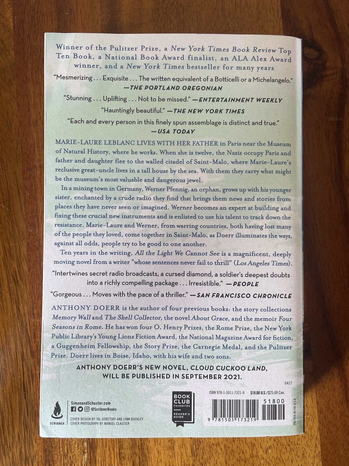 #freecycle free paperback book All the Light We Cannot See - photo 2
