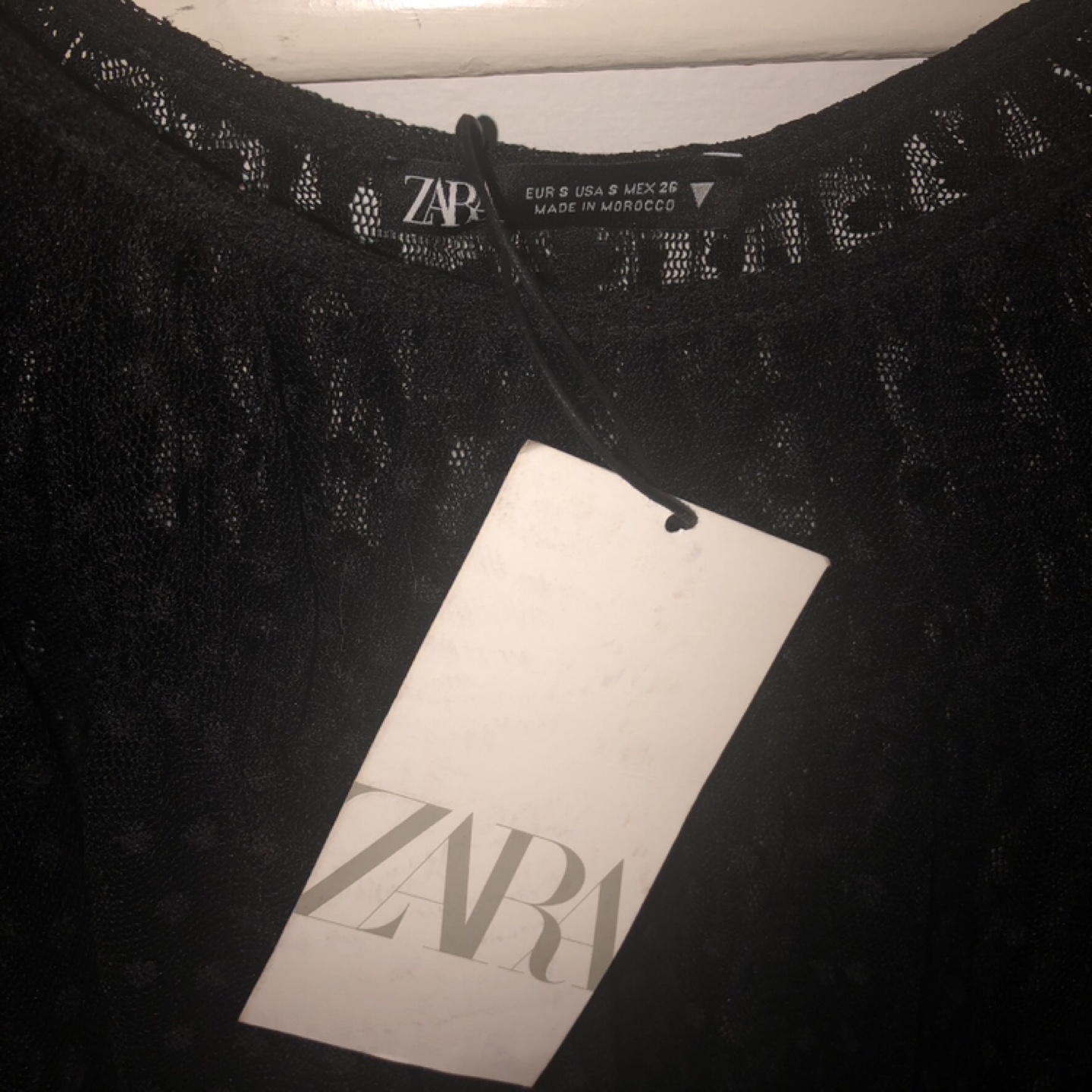 BNWT Zara mesh dot black puff sleeve top image indicator(4)