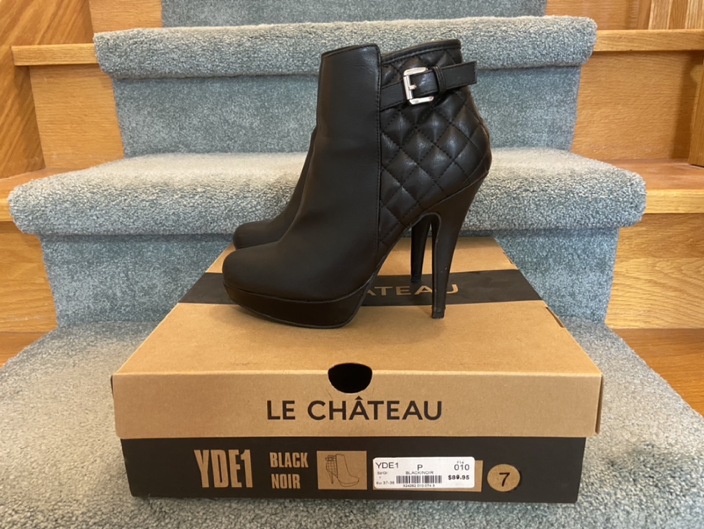 Le Chateau Black Faux Leather Heel Boots image indicator(4)