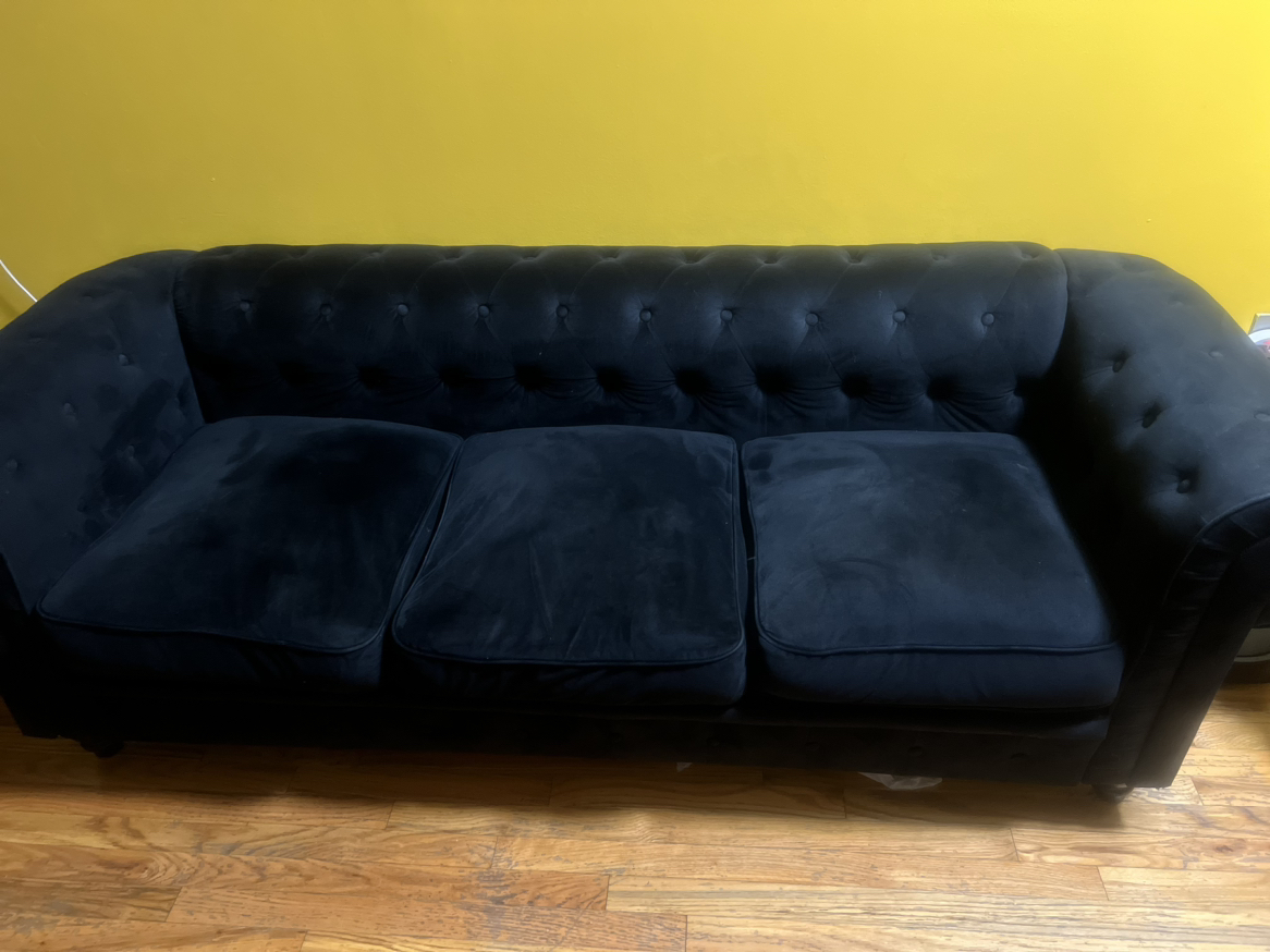 Black suede couch