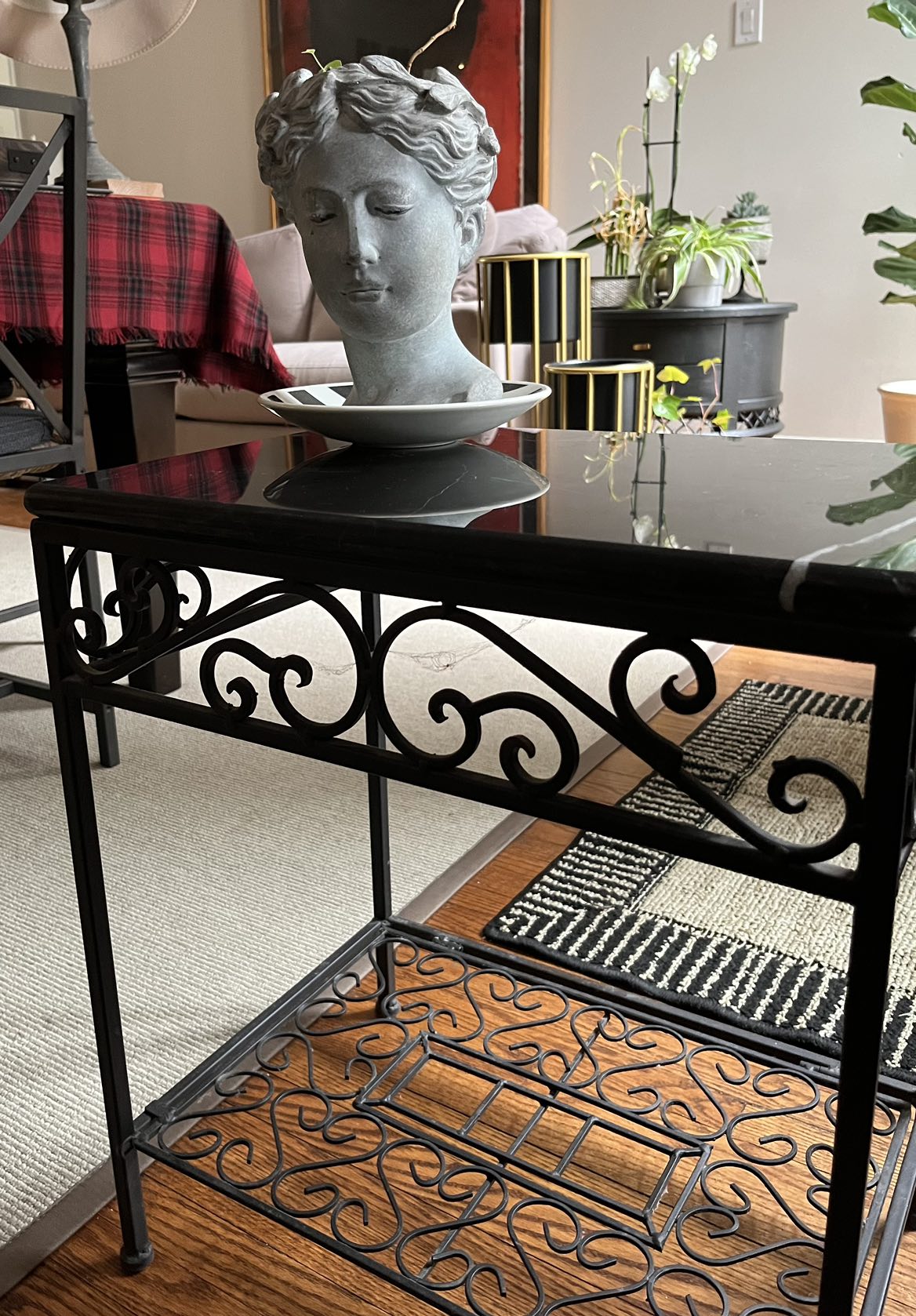 polished stone and metal side/accent table - photo 3
