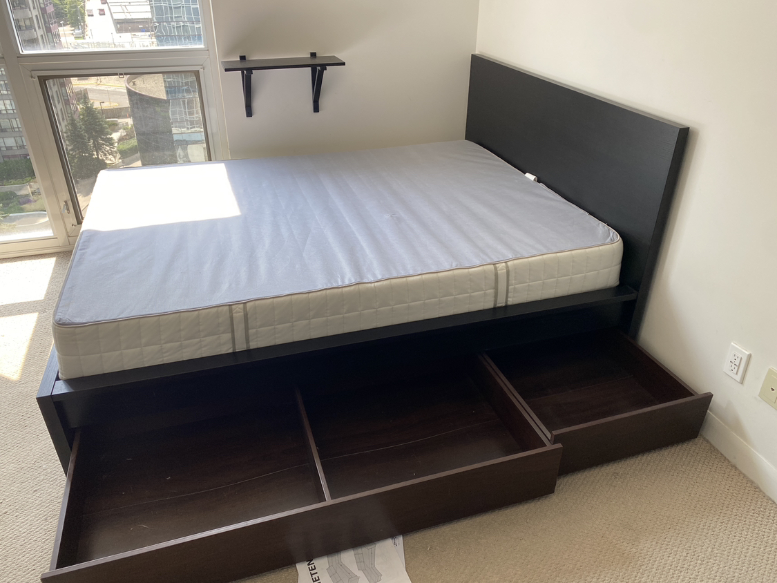 IKEA MALM Bed frame, high, black-brown/Luröy, Queen size - photo 3
