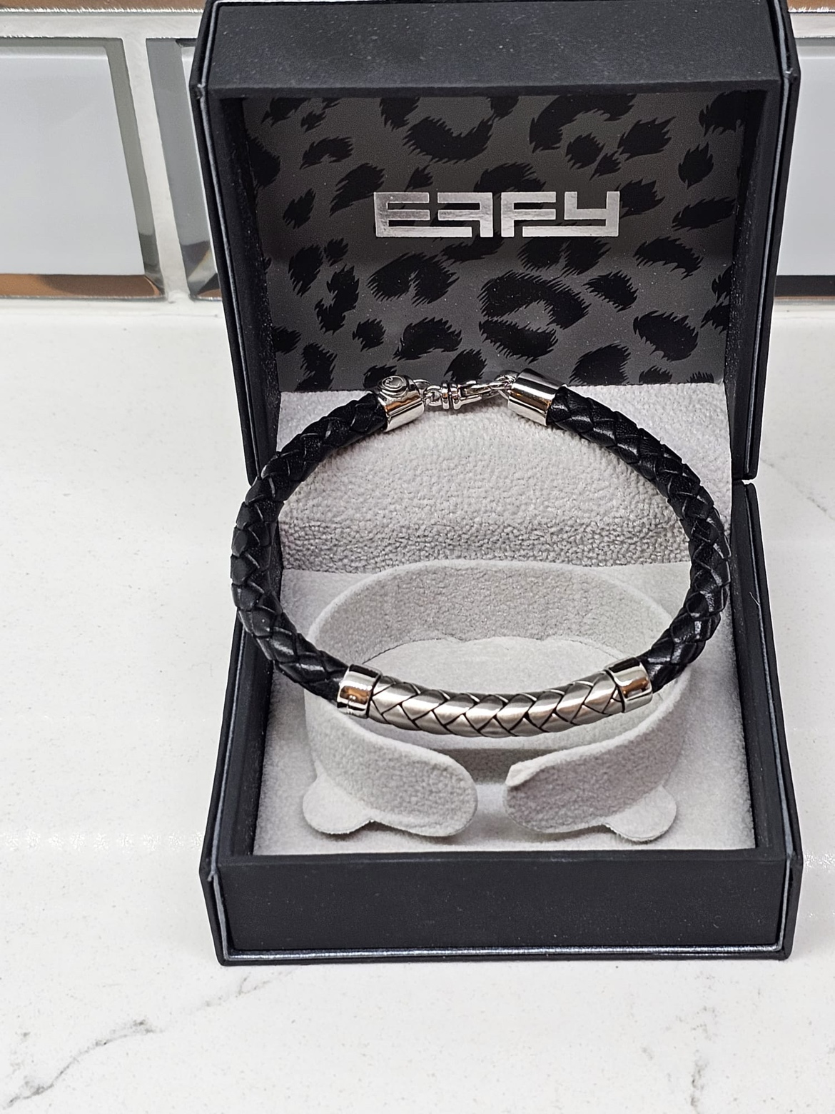 Effy Men’s leather & sterling silver bracelet thumbnail
