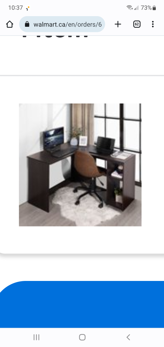 L shaped dark wood desk