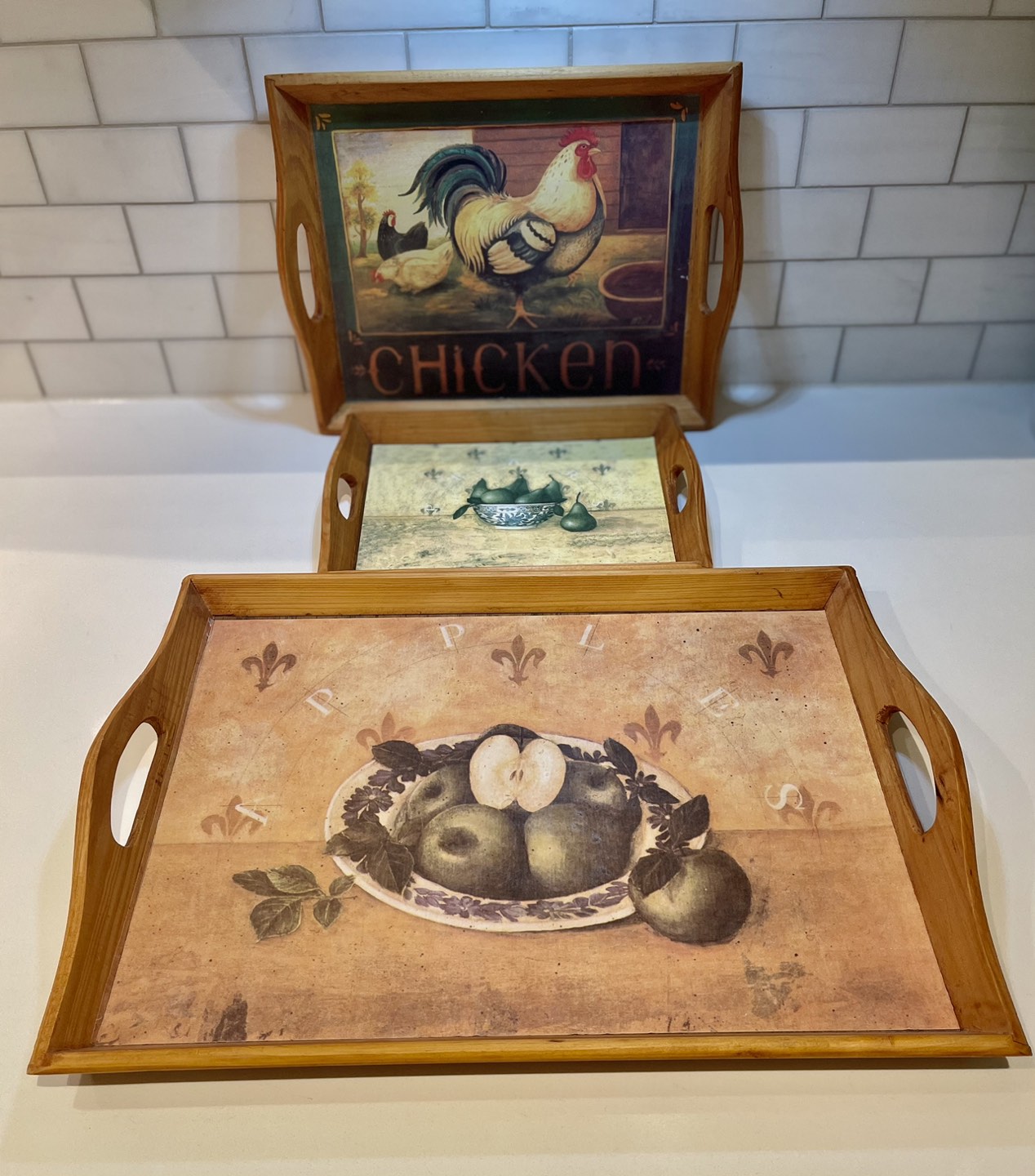 3 Piece Wooden tray set image indicator(4)