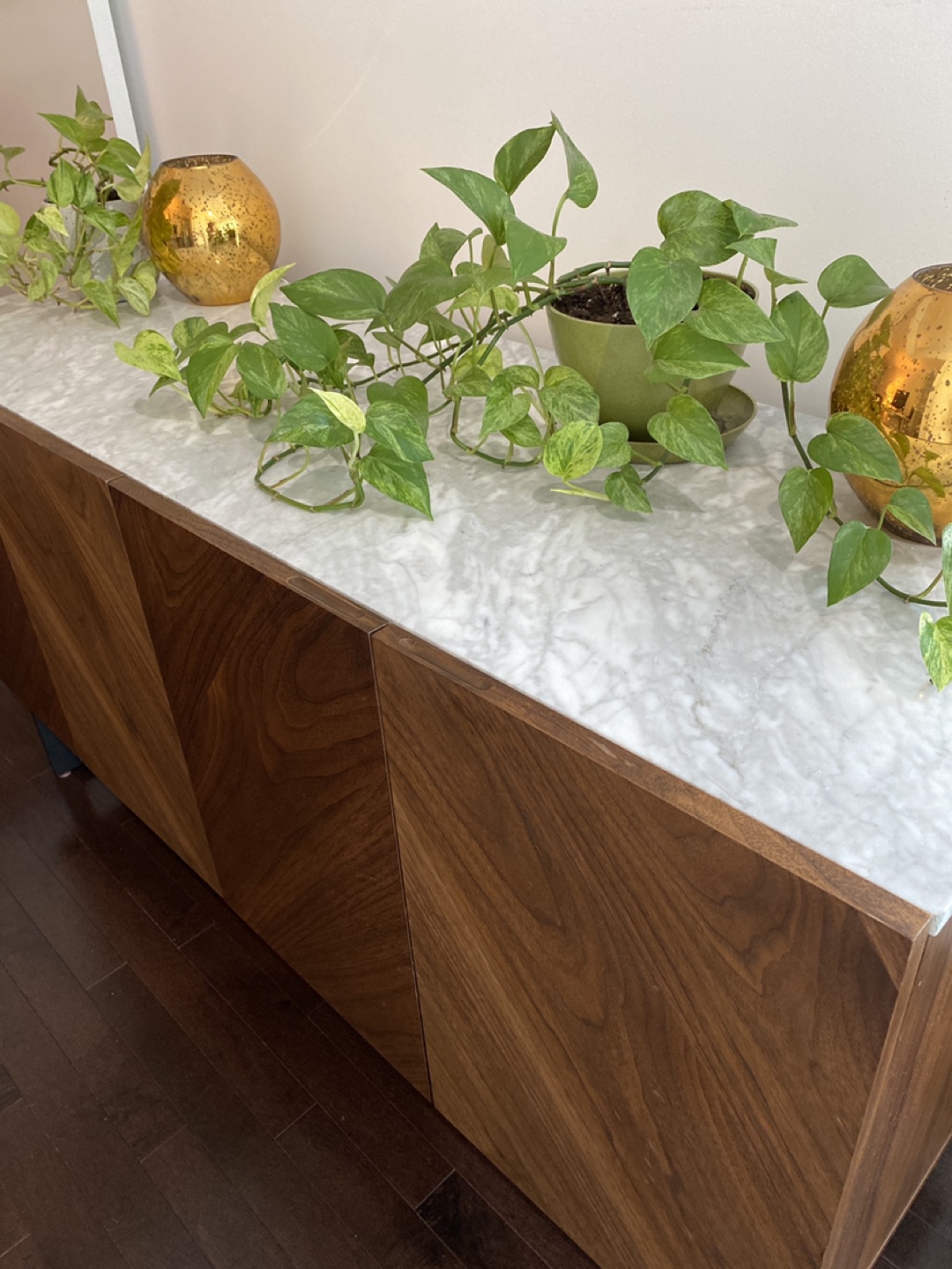 CB2 marble/walnut wood media console - photo 3