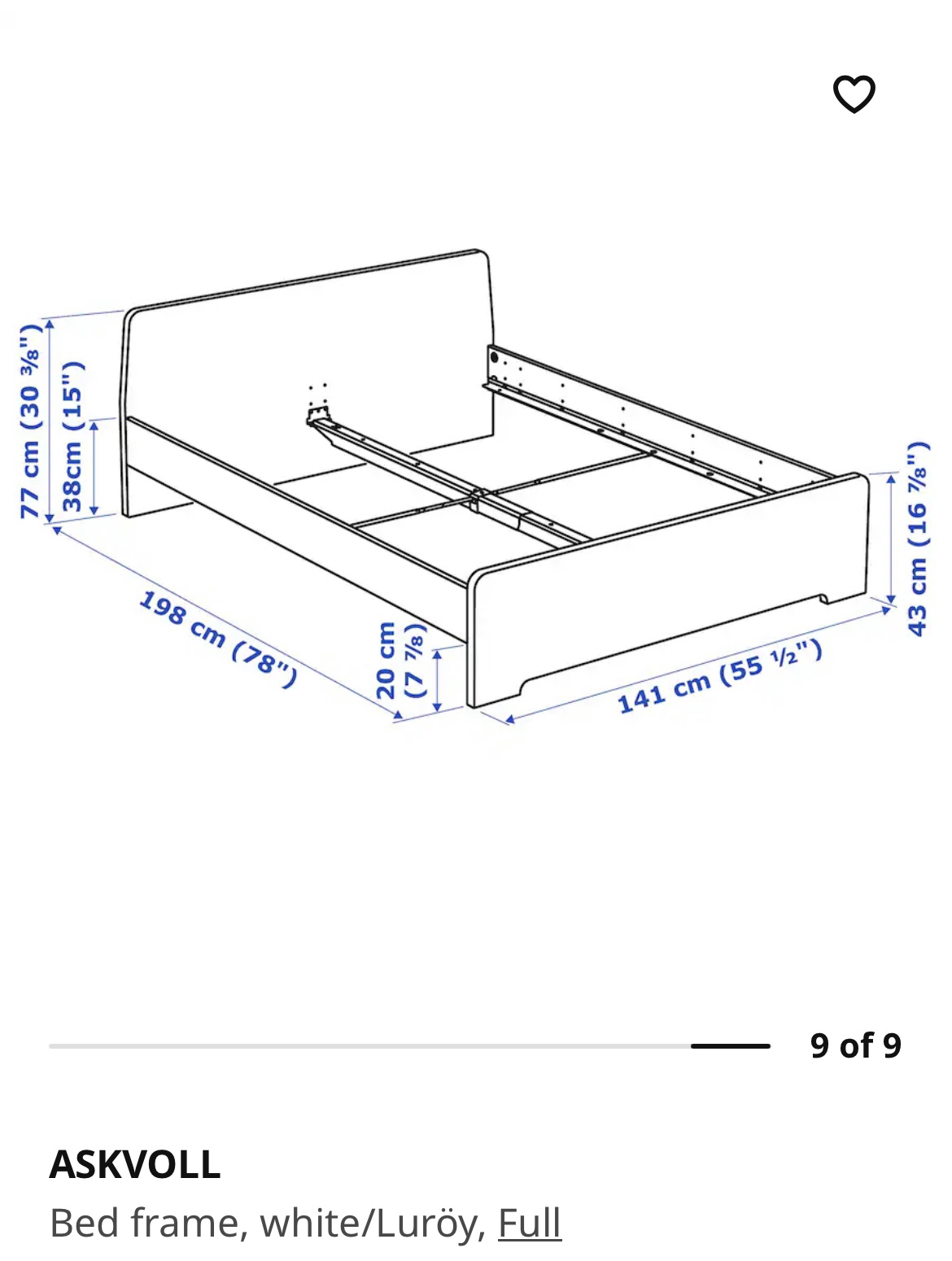 ASKVOLL ikea bed frame size FULL - photo 3