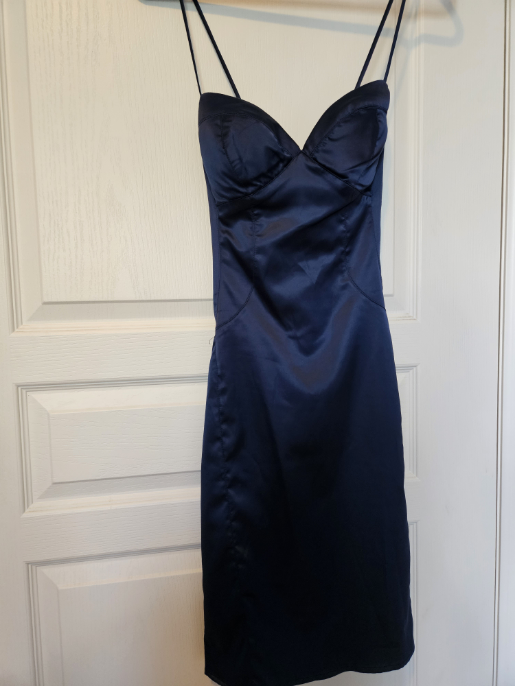 Midnight blue satin dress