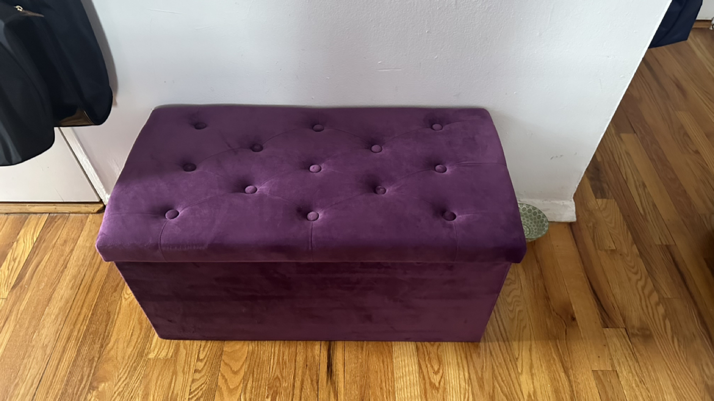 Velvet Storage Ottoman - photo 2