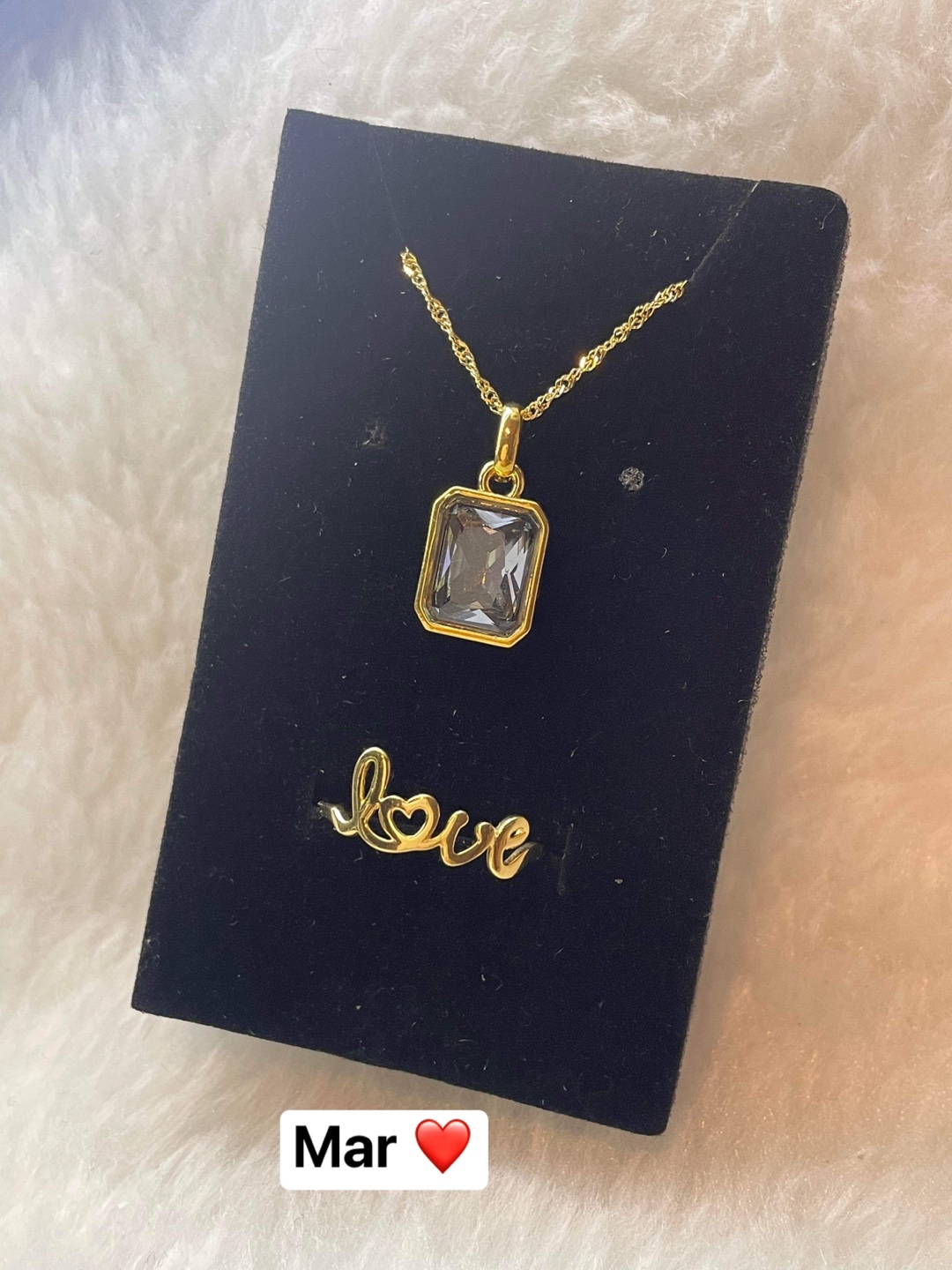 18K Gold necklace with Mar birthstone thumbnail