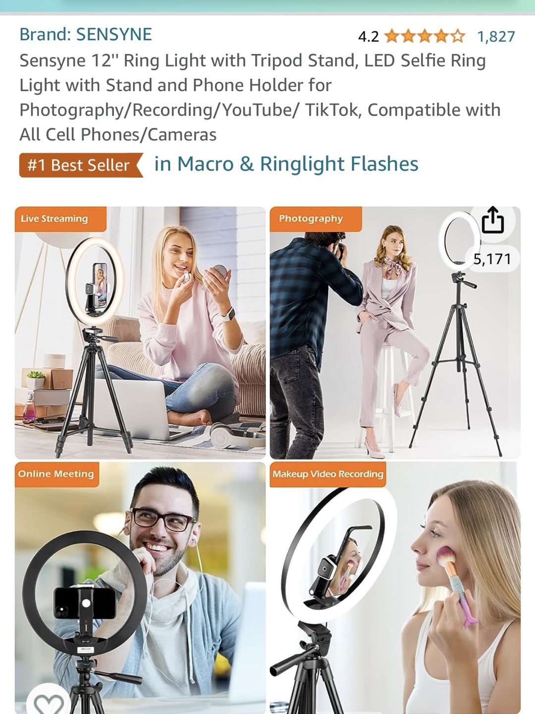 12” ring light with tripod stand - photo 3