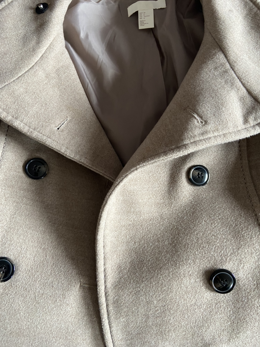 H&M Pea Coat Fall Winter  Beige/Cream Sz 6 - photo 5