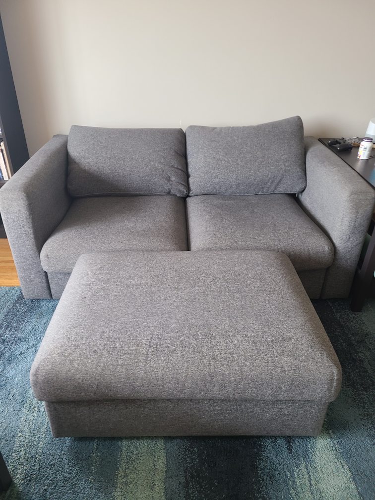 Two seater couch & footstool thumbnail