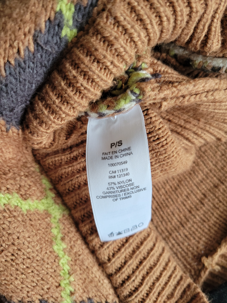 GARAGE Brown Plaid Cropped Knit Sweater / Cardigan image indicator(4)