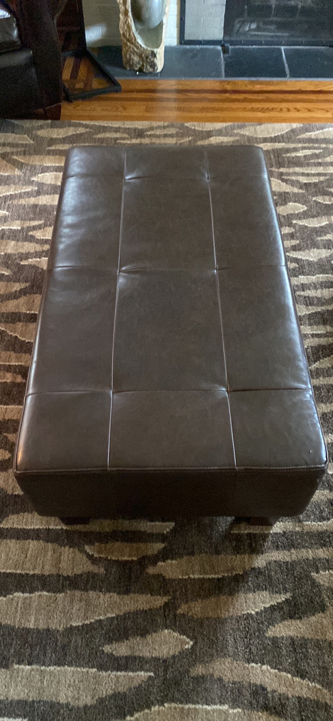 Brown Faux Leather Ottoman
