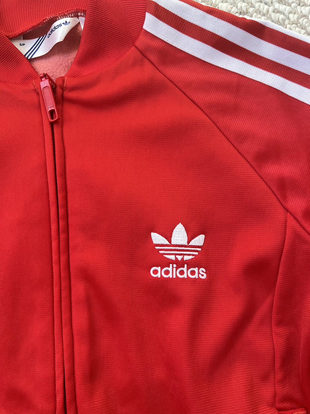 Adidas original red classic track Jacket Retail $100+ image indicator(2)