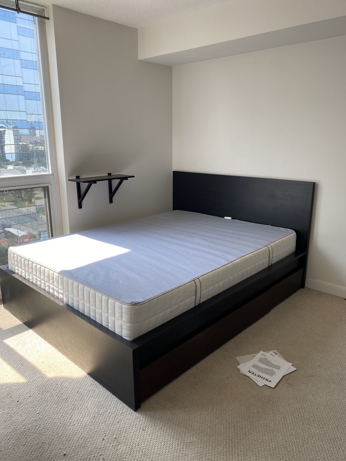 IKEA MALM Bed frame, high, black-brown/Luröy, Queen size