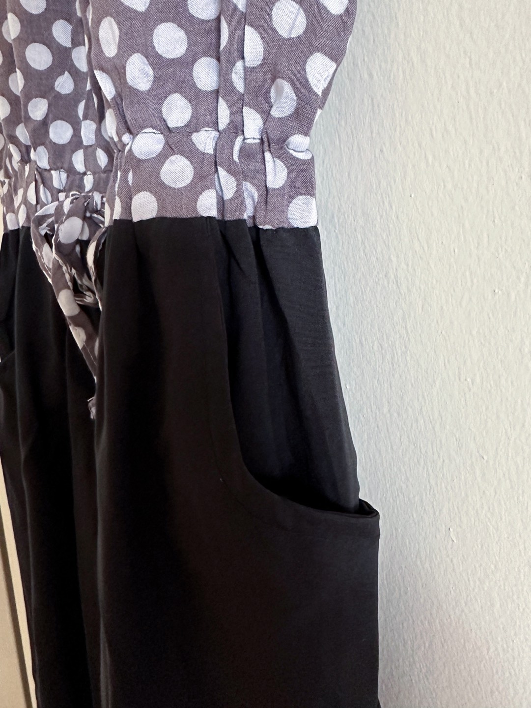 Bertha collar polka dots contrast jumpsuit with pockets - photo 2
