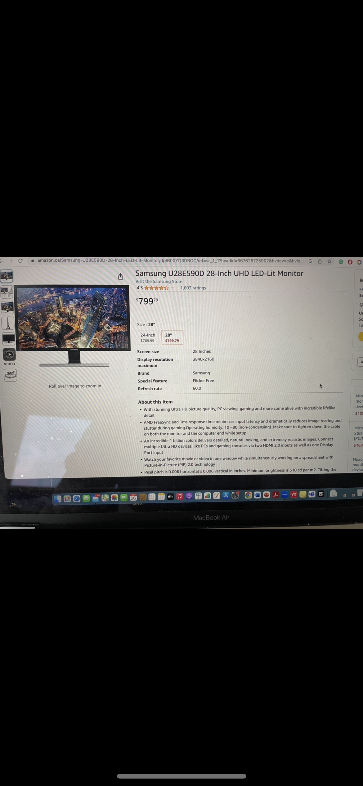 Moving sale - Samsung monitor color display unit 28inch - photo 3