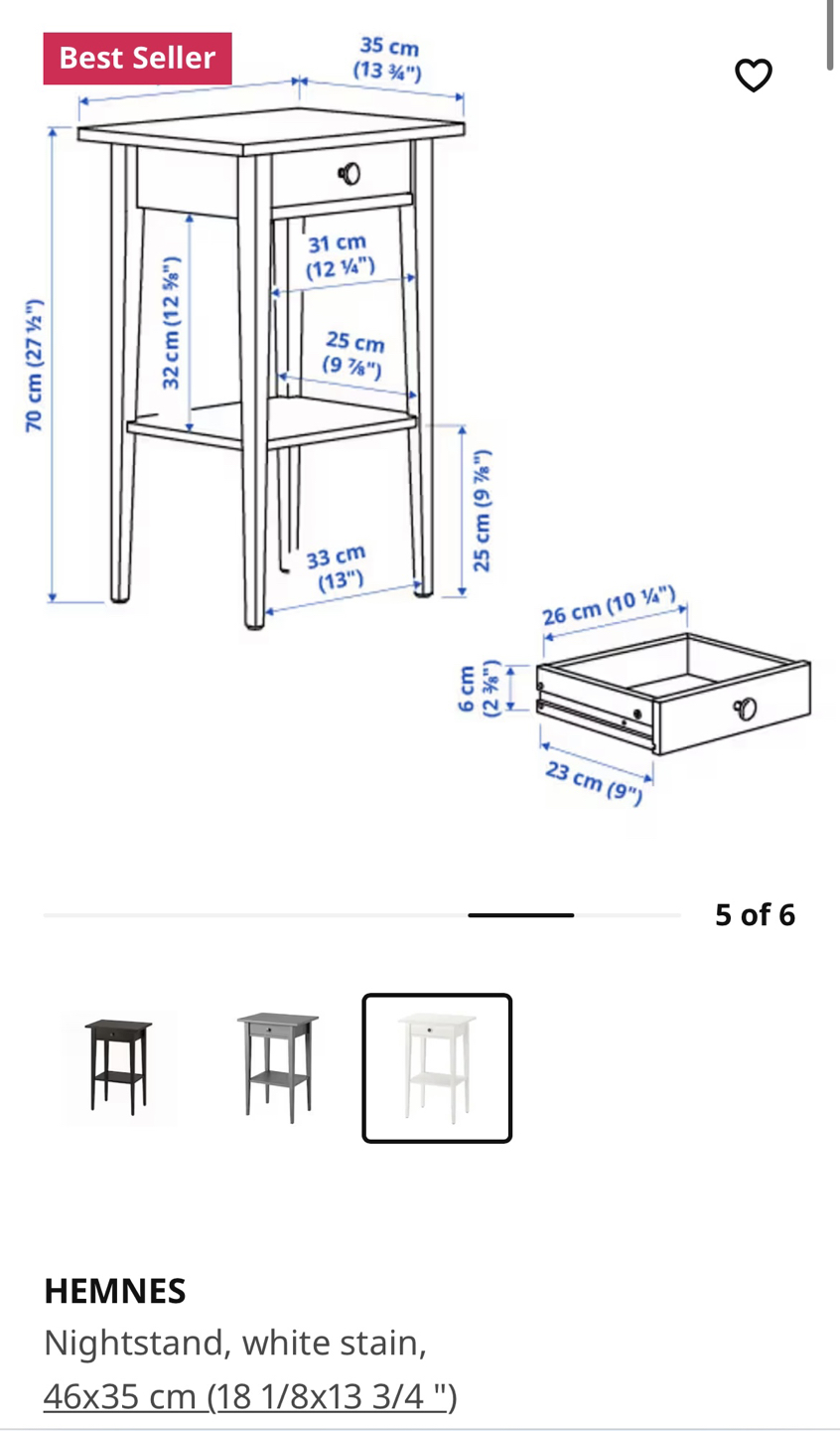 Ikea Hemnes  Nightstand(white) - photo 5