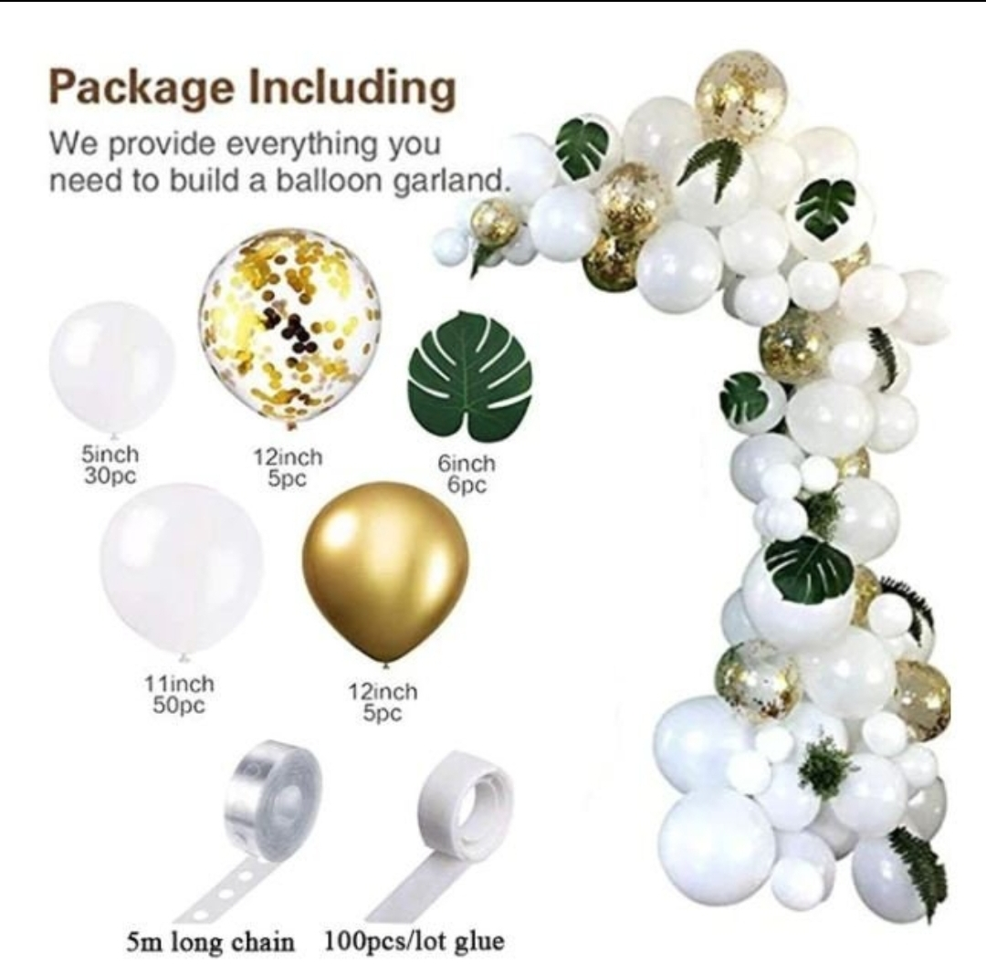 100pcs Chrome Gold White Gold Confetti,  Balloon Garland