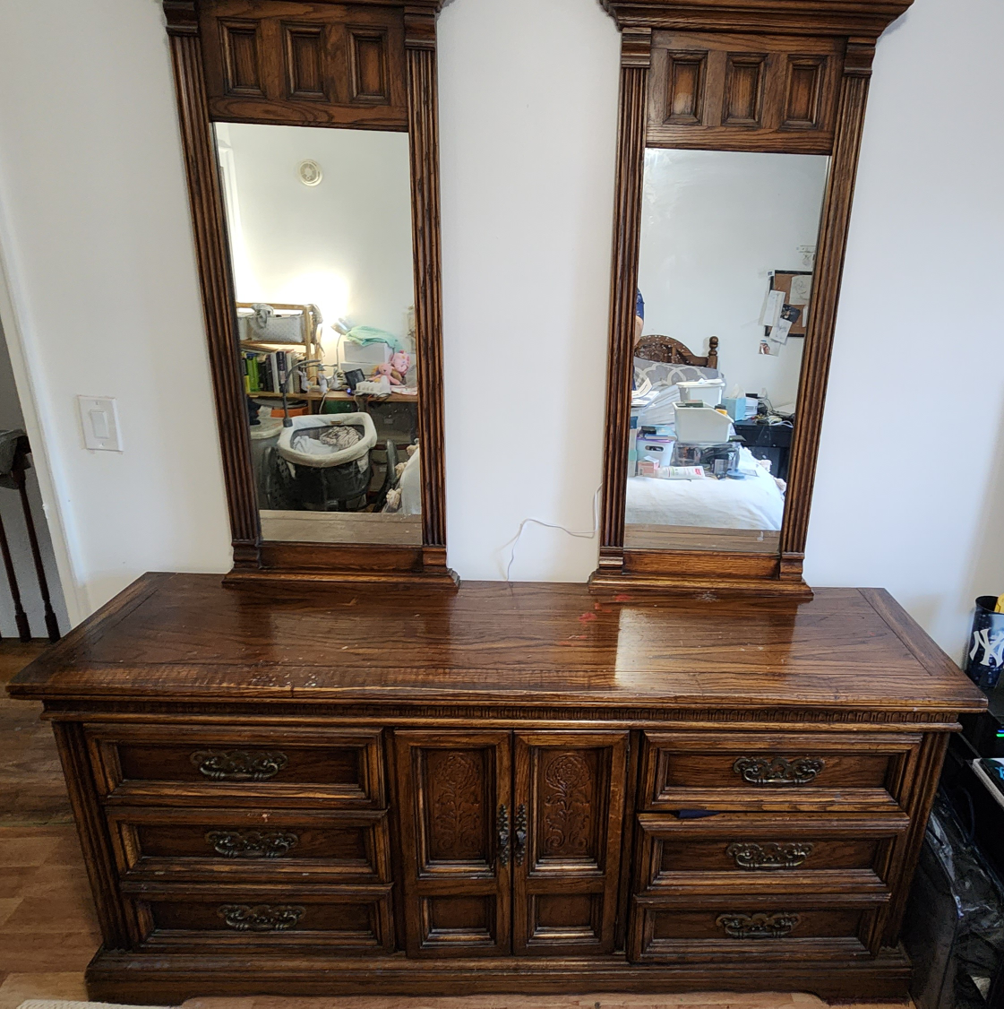 Mid-Century Solid Wood Mirrored Dressor - photo 5