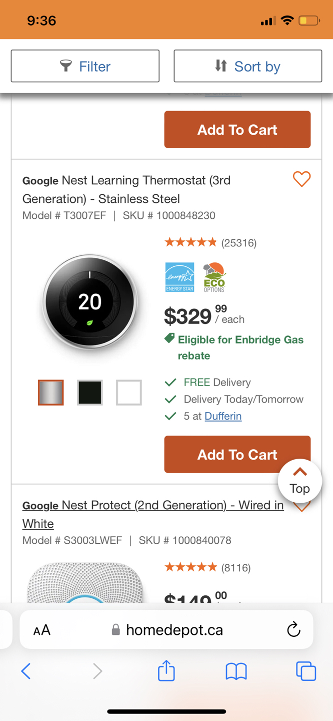 Nest Learning Thermostat 3rd Gen - Stainless Steel (Brand New) thumbnail