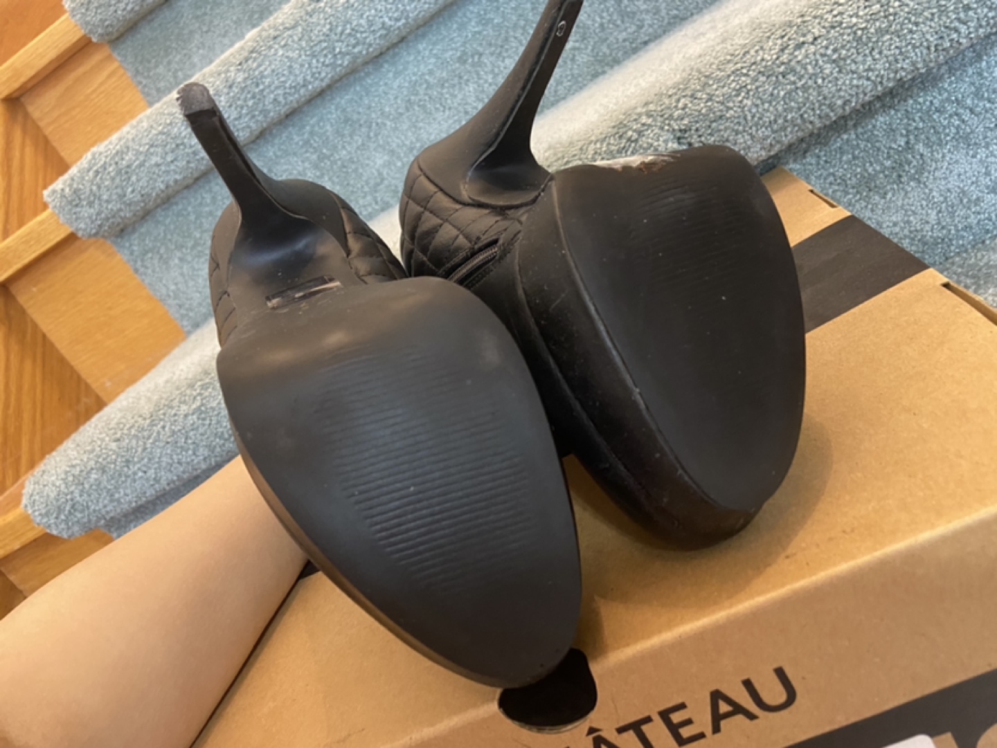 Le Chateau Black Faux Leather Heel Boots image indicator(7)