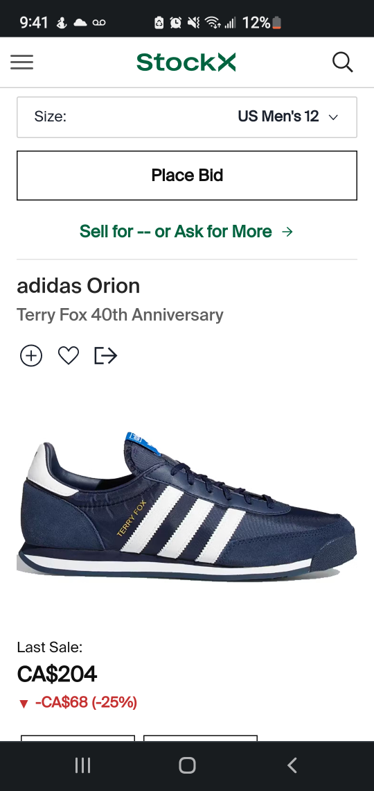 Adidas Orion Terry Fox - US men 12 - Collegiate Navy/Cloud White thumbnail