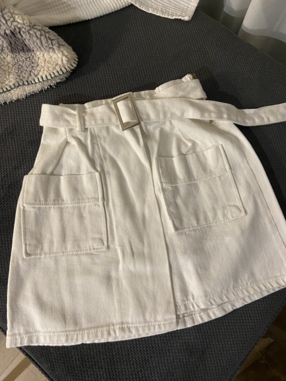 White jean skirt thumbnail