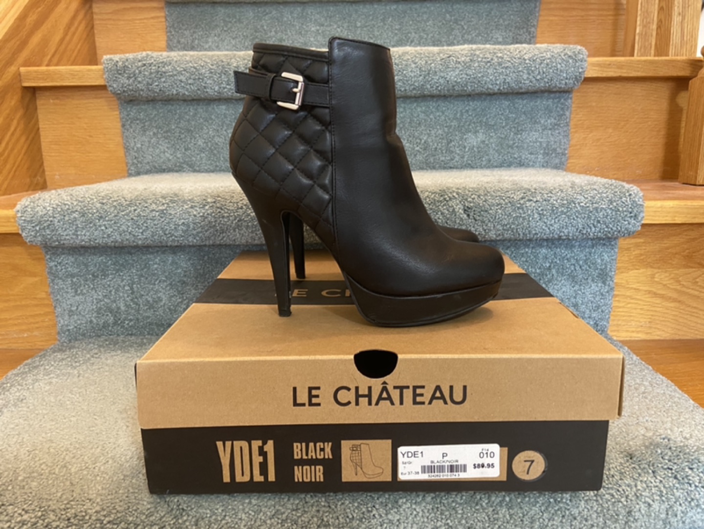 Le Chateau Black Faux Leather Heel Boots image indicator(2)