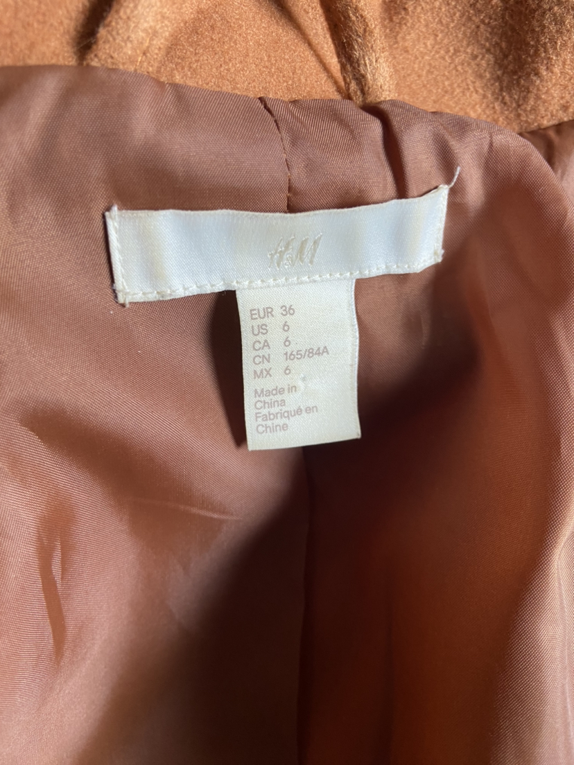 H&M Pea Coat Fall Winter Caramel/Tan Sz 6 - photo 5