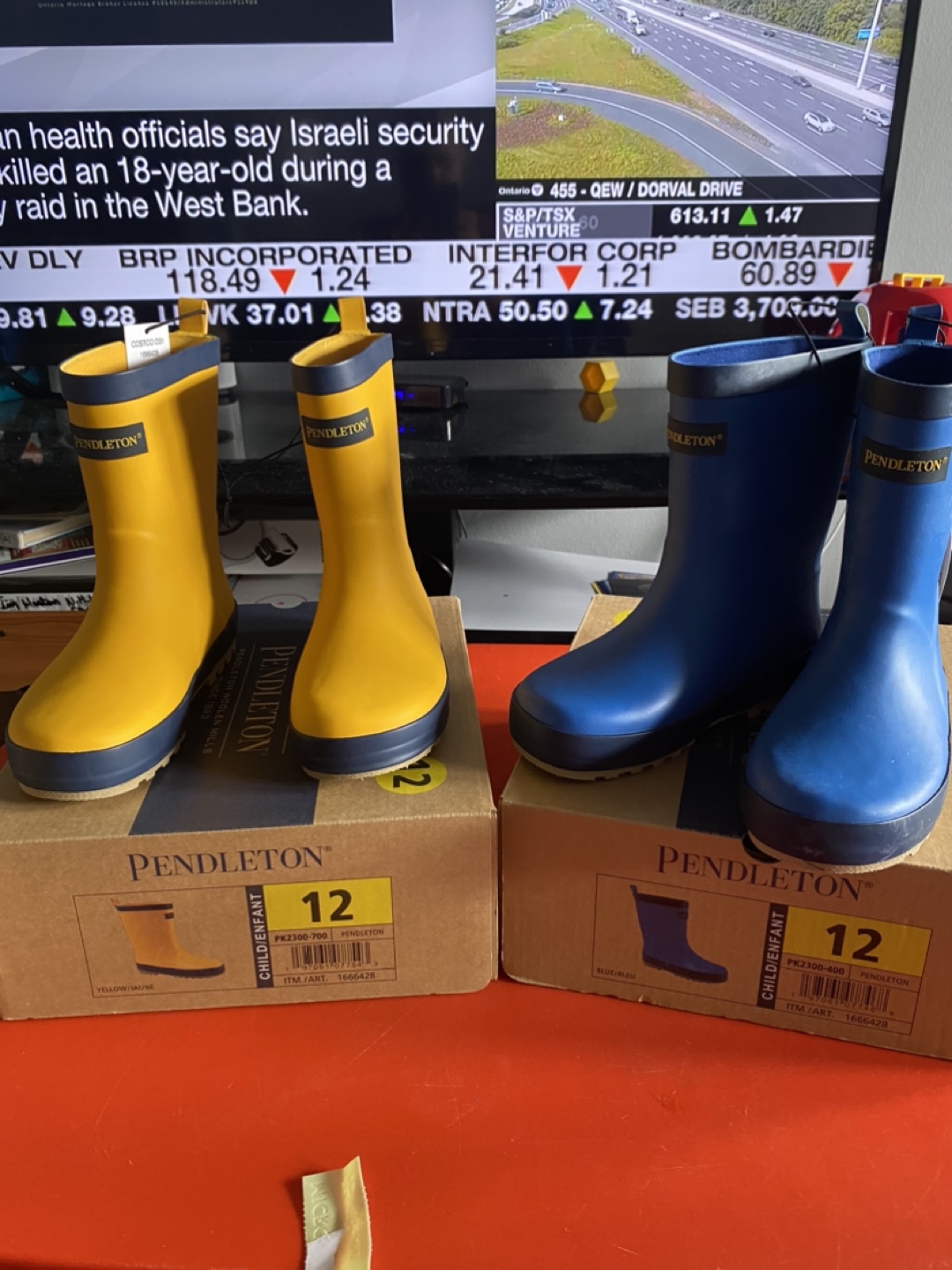 Kids new rain boots size 12 $30 each