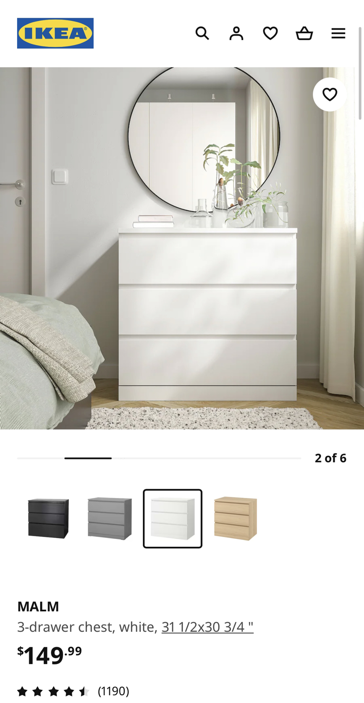 Malm 3 drawer dresser