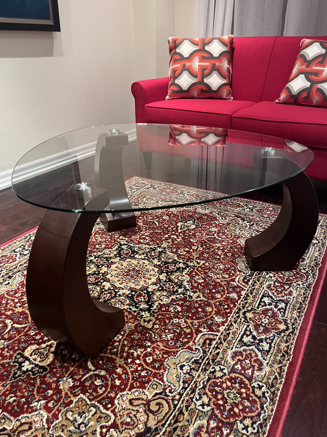 Large Coffee Table (Glass/Wood)