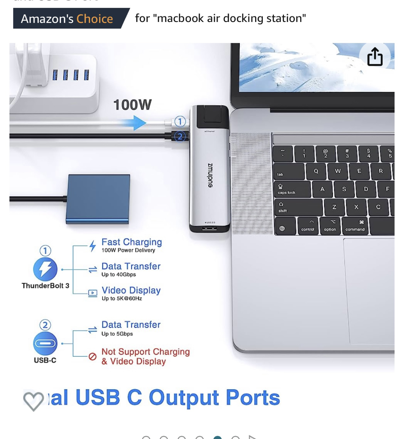 MacBook Docking Station: 8 in 2 USB C Adapter image indicator(4)