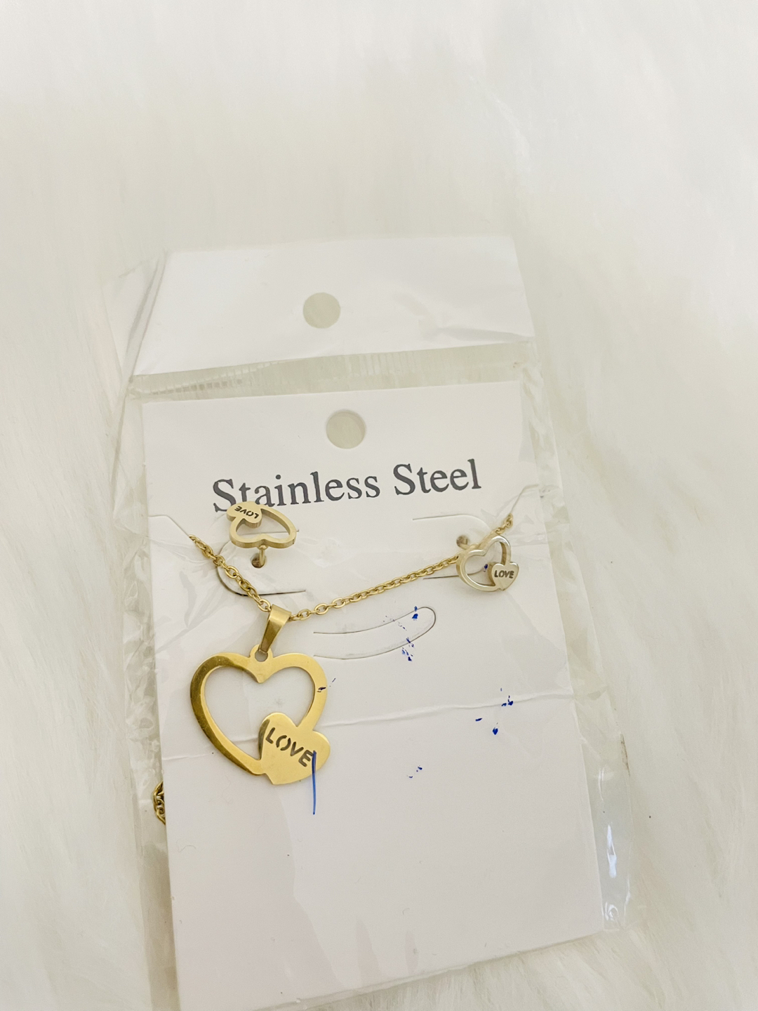 Heart shaped love pendant and earrings