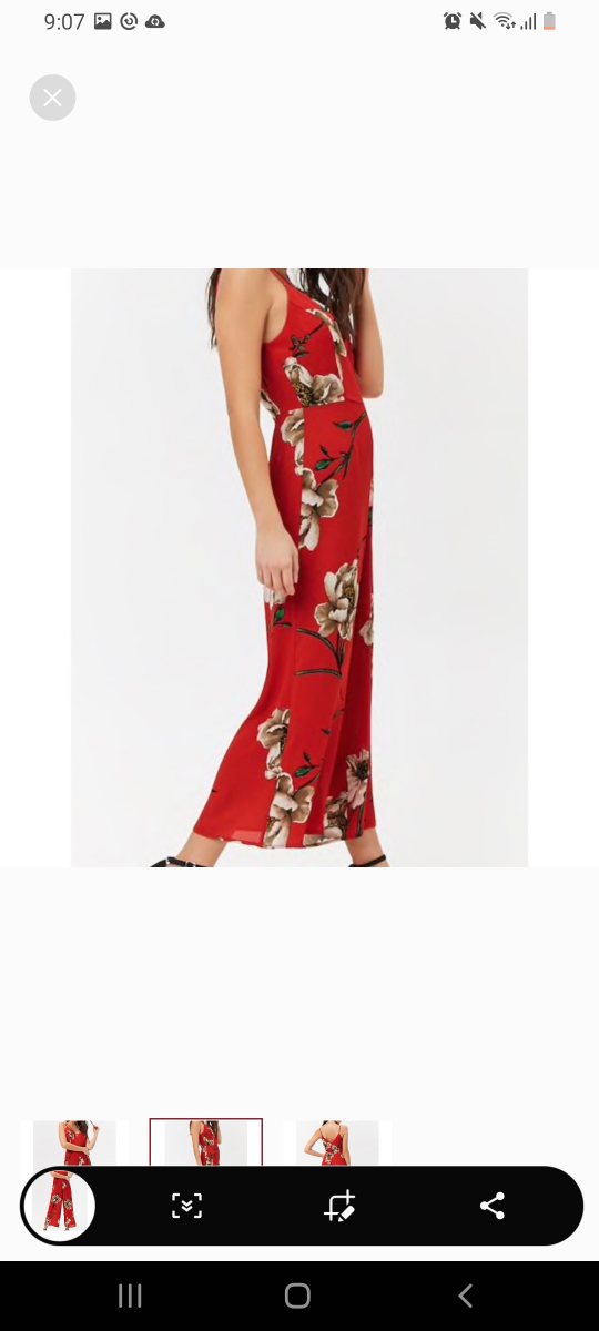 Forever 21 Floral Red Jumpsuit Size Medium (M) image indicator(4)