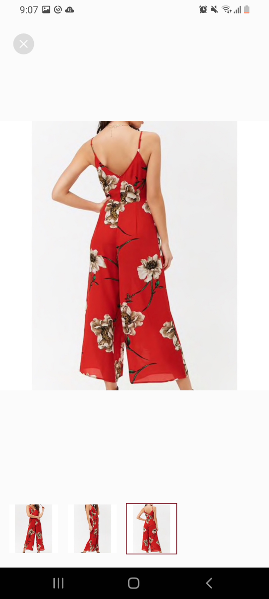 Forever 21 Floral Red Jumpsuit Size Medium (M) image indicator(5)