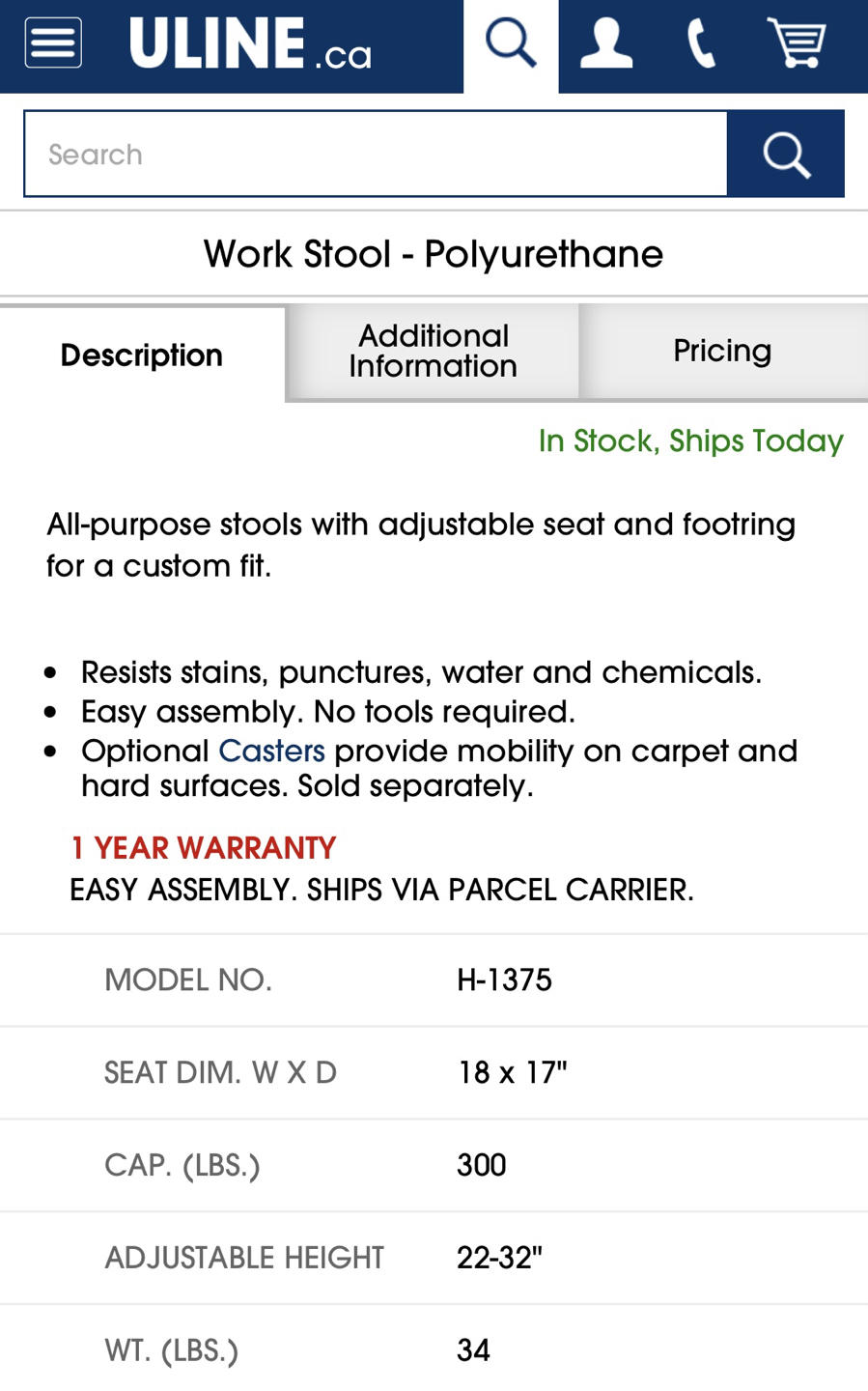 Uline Work Stool - Polyurethane The Coolest Seat in Town! - photo 4