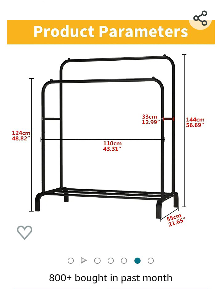 Sturdy! Double Clothes Rack with storage. image indicator(3)