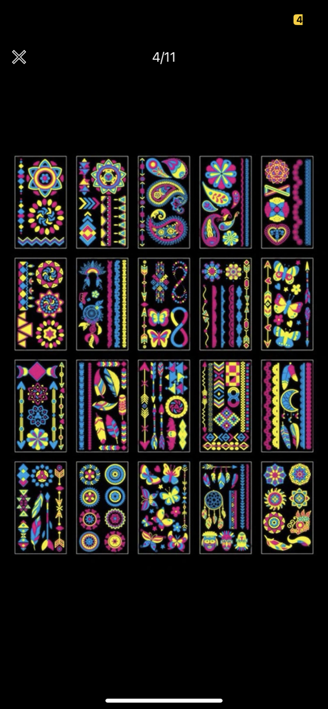 Glow in the dark temp tattoos - 10 sheets image indicator(4)