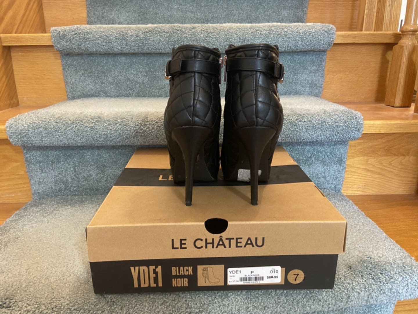 Le Chateau Black Faux Leather Heel Boots image indicator(5)