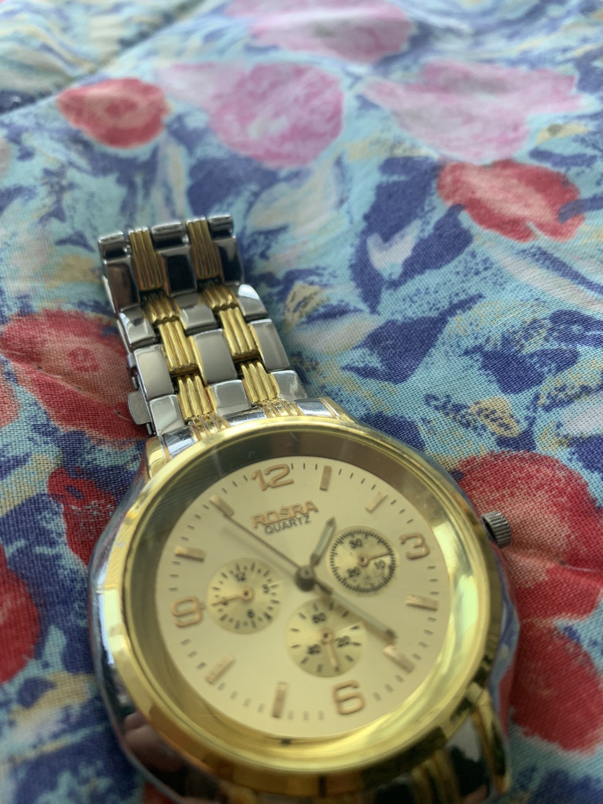 ROSRA Silver Gold Stainless Steel Wristwatch