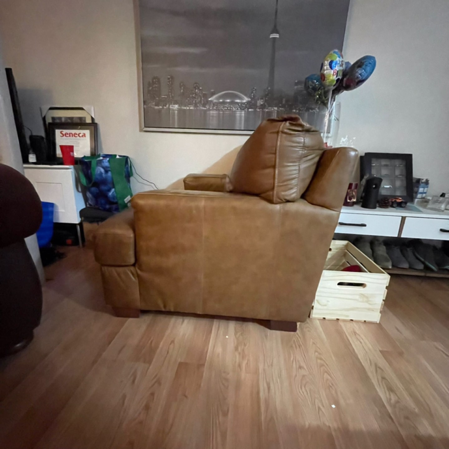 Brown leather armchair image indicator(3)