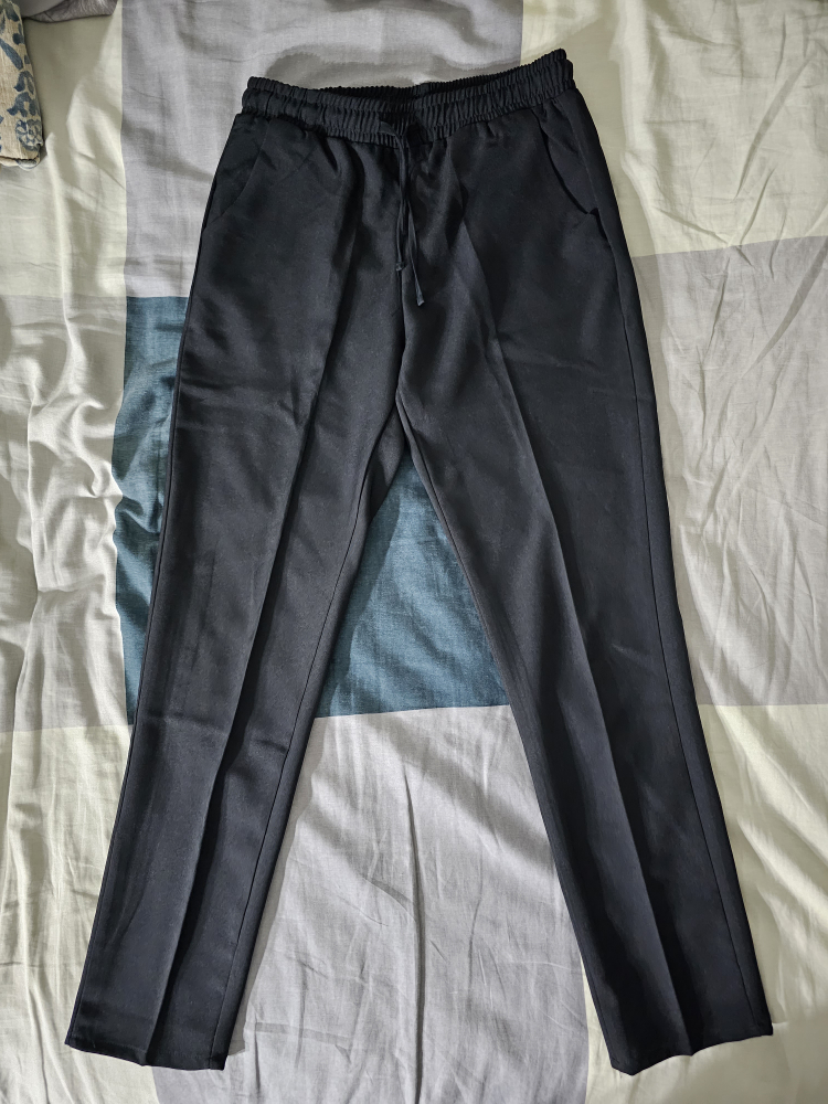 Korean Drawstring Black Dress Pant Slacks thumbnail